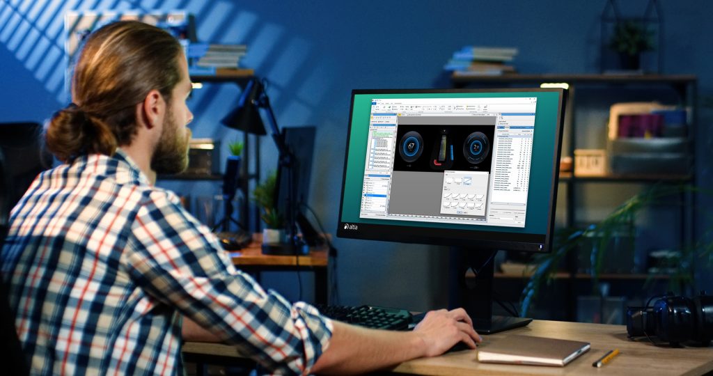 Man looking at computer screen